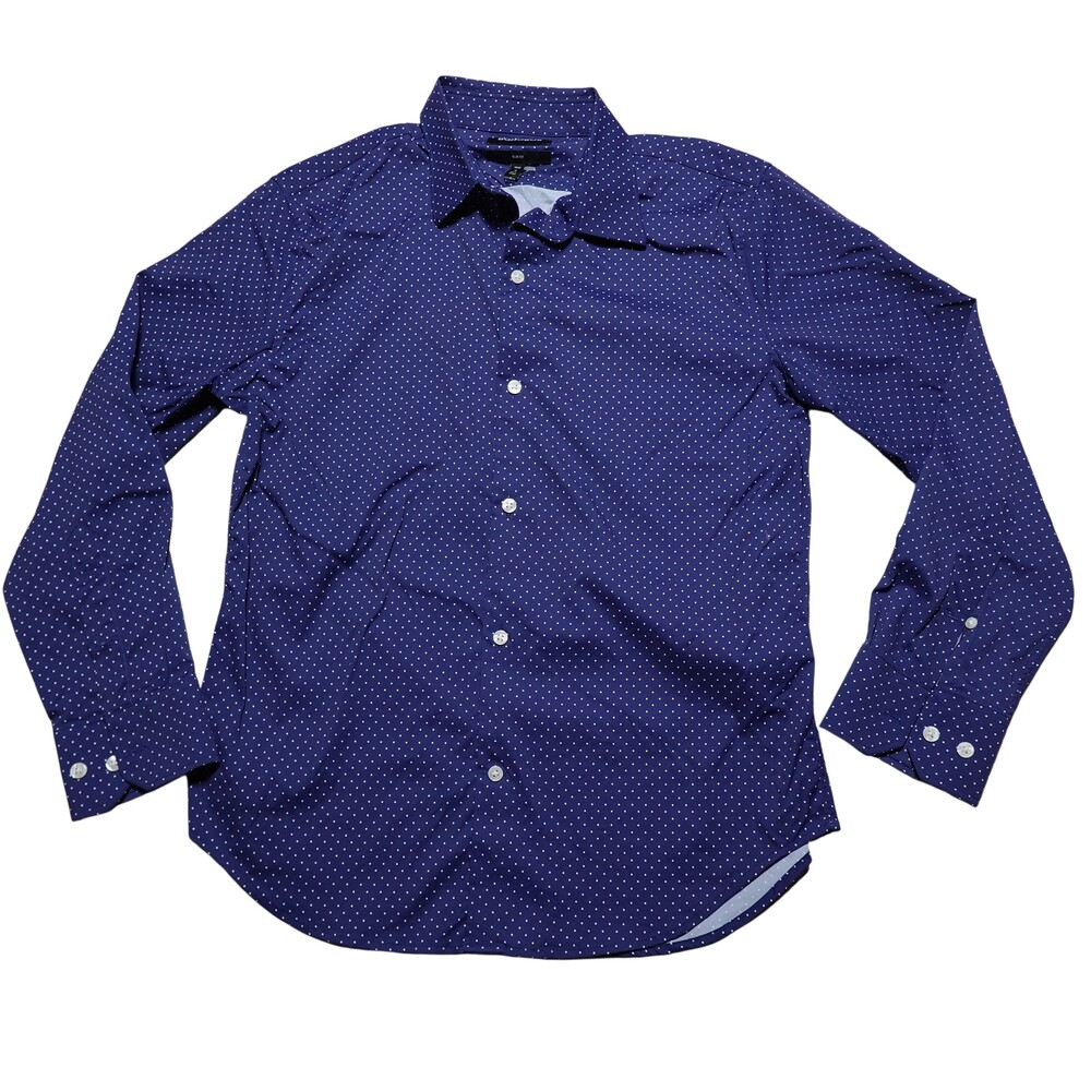 Bonobos Shirt Mens M Blue Polka Dot Long Sleeve Button Up Stretch Casual
